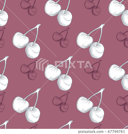 White cherry silhouette seamless pattern on White cherry silhouette seamless pattern on 67799761