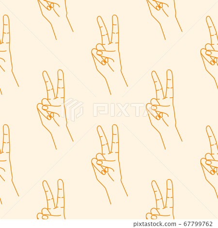 Victory hand signs seamless pattern. Silhouette 67799762