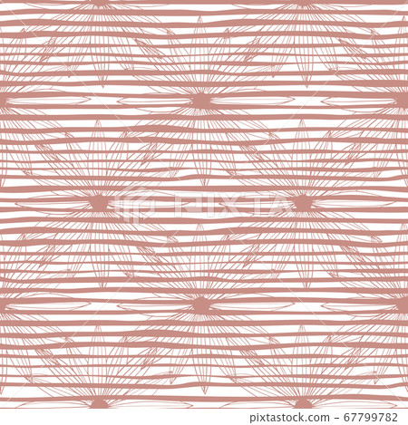 Modern pattern with pink flowers and lines on 67799782