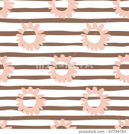 Seamless pattern with pink flowers on lined 67799783