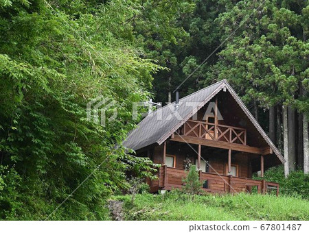 Scenery with mountain huts Scenery with mountain huts 67801487