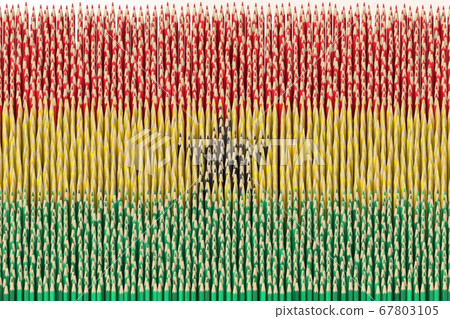National flag of Ghana made with color pencils. Creativity related conceptual 3D rendering 67803105