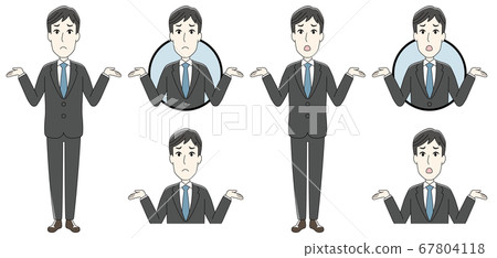 Businessman 6-piece set Amazed whole body / upper body / icon Businessman 6-piece set Amazed whole body / upper body / icon 67804118