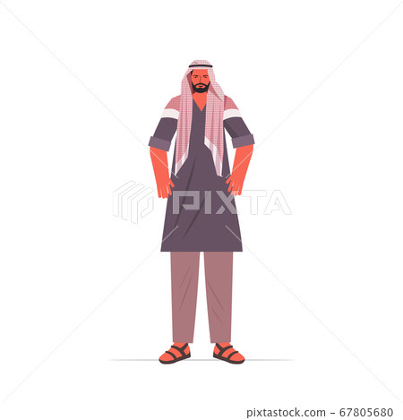 arabic man in traditional clothes arab male cartoon character standing pose 67805680