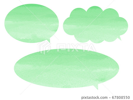 Watercolor-style green speech bubble set Illustration material 67808550