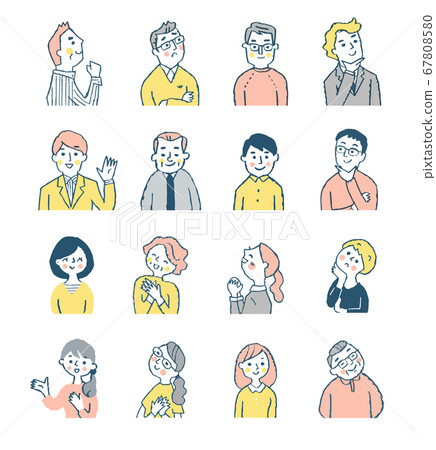 Men and women with various expressions Upper body set 67808580