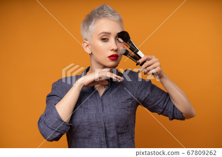 Close up portrait makeup artist. Make up courses. 67809262