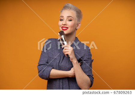 Close up portrait makeup artist. Make up courses. 67809263