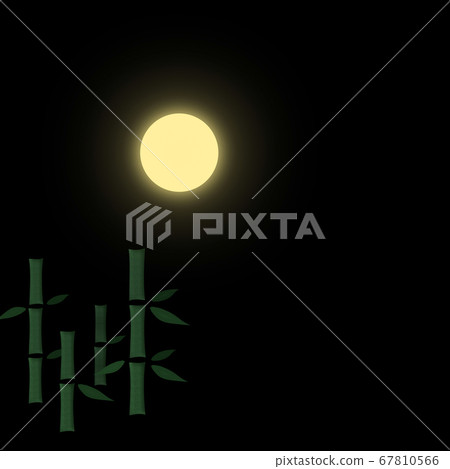 Full moon night and bamboo grove. 15 nights, etc. - Stock Illustration ...