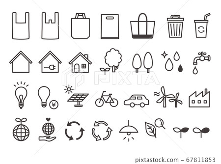 Eco bag and environmental icon set (monochrome) 67811853