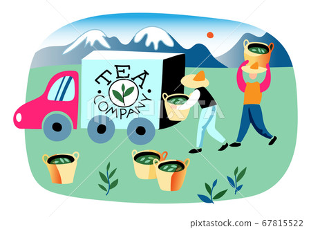 Man loading bag with green tea leaf in company car Man loading bag with green tea leaf in company car 67815522