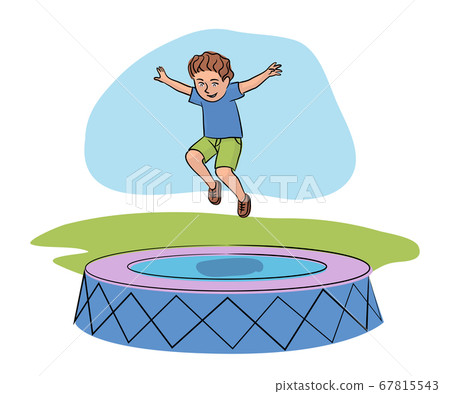 Boy having fun jumping on trampoline - Stock Illustration [67815543 ...