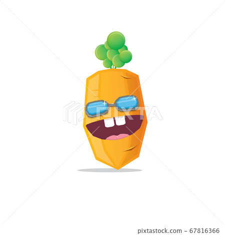 vector funny cartoon carrot character with sunglasses isolated on white background. funky smiling summer vegetable character vector funny cartoon carrot character with sunglasses isolated on white background. funky smiling summer vegetable character 67816366