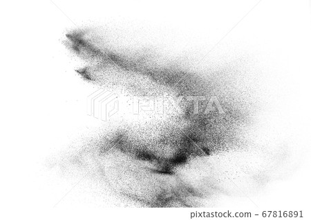 Black powder explosion on white background. Black powder explosion on white background. 67816891