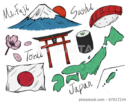 日本和著名產品的手寫插圖圖像-插圖素材 [67817234] - PIXTA圖庫