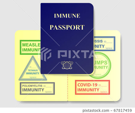 Concept sample of immune passport with stamps of Concept sample of immune passport with stamps of 67817459