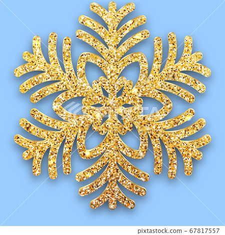 Golden luster textured six-rayed snowflake with a 67817557