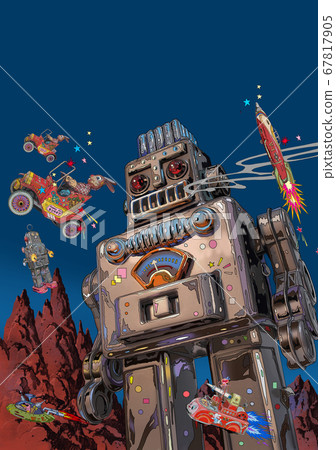 Tin robot toy illustration 67817905