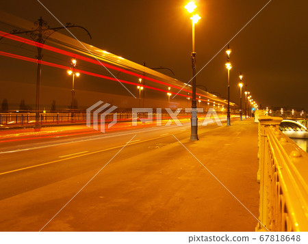 Budapest Margaret Bridge at night. 67818648