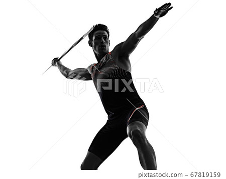 young man athletics Javelin athlete isolated white background young man athletics Javelin athlete isolated white background 67819159