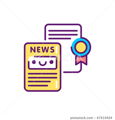 Writing press releases line color icon. Event management. Sign for web page, mobile app, button, logo. Vector isolated element. Editable stroke 67819484