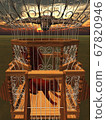 Hawk attacking squirrel in cage 3d rendering 67820946