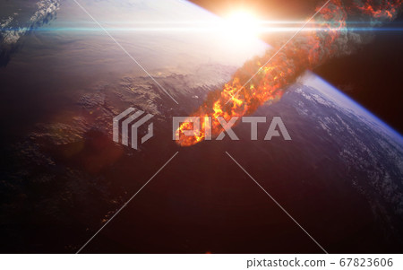 Meteor shower at Earth 67823606