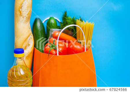 Donation package with food for people who need help 67824566
