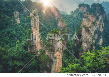 Landscape of Stone Tianzi Mountain pillars in Landscape of Stone Tianzi Mountain pillars in 67828131