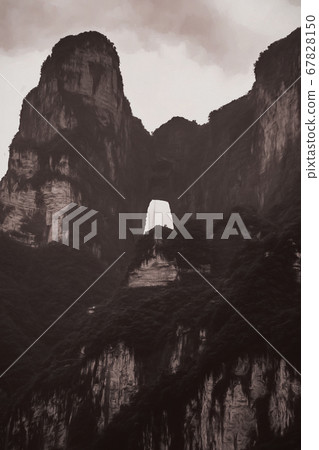 Hole in a holy rock of Tianmen Mountain 67828150