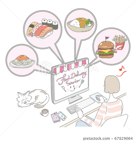 Woman ordering delivery service Woman ordering delivery service 67829064