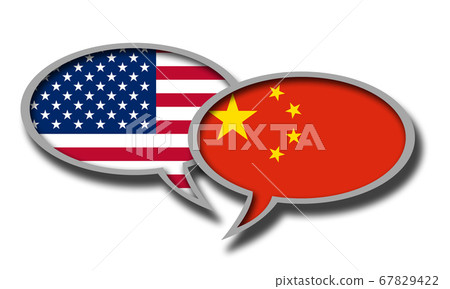 Chinese and american flag speech bubbles isolated 67829422