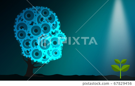 Human head with cogs and gears for business - Stock Illustration ...