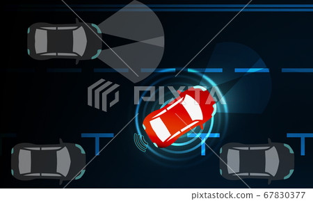 Autonomous car automatically parks in the parking Autonomous car automatically parks in the parking 67830377