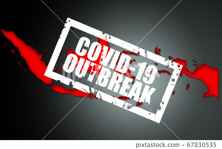 Indonesia map and seal with COVID-19 outbreak Indonesia map and seal with COVID-19 outbreak 67830535
