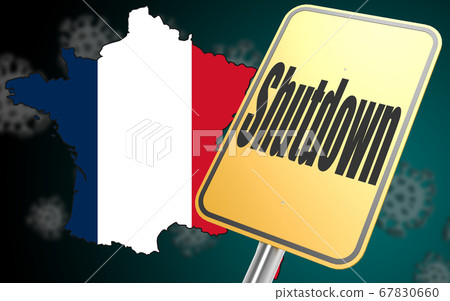 Shutdown sign with France map Shutdown sign with France map 67830660