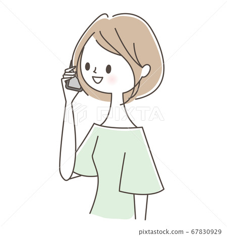 A woman who speaks with a smartphone A woman who speaks with a smartphone 67830929