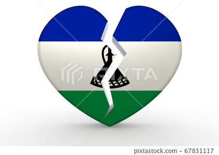 Broken white heart shape with Lesotho flag Broken white heart shape with Lesotho flag 67831117