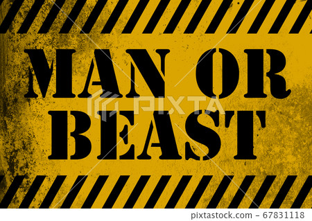 Man or beast sign yellow with stripes Man or beast sign yellow with stripes 67831118