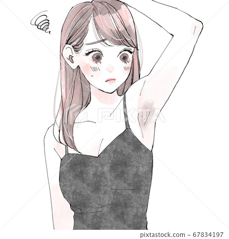 患有腋窩黑的女人 67834197