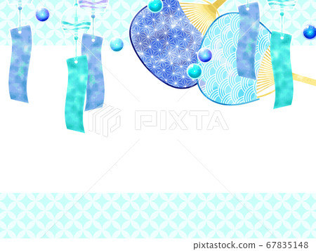 Illustration of fan and wind chime Illustration of fan and wind chime 67835148