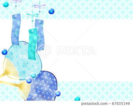 Illustration of fan and wind chime Illustration of fan and wind chime 67835149