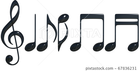 三維 圓角音符 黑色樂譜集 Cg3d插畫設計 透明背景 插圖素材 圖庫