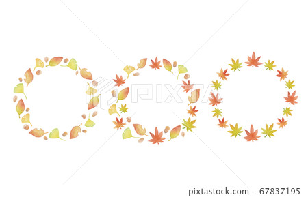 [Vector] Watercolor autumn material (round frame type) 67837195