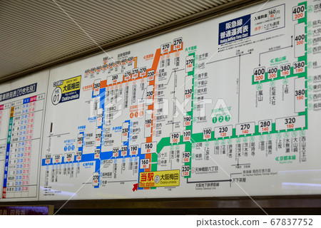 阪急電車大阪梅田站普通票價表 阪急電車大阪梅田站普通票價表 67837752