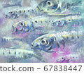 Illustration of a flock of colorful sardines 67838447