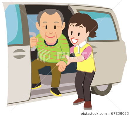 Senior man without mask from nursing car 67839053