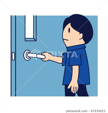 Illustration of a person grabbing a doorknob 67839823