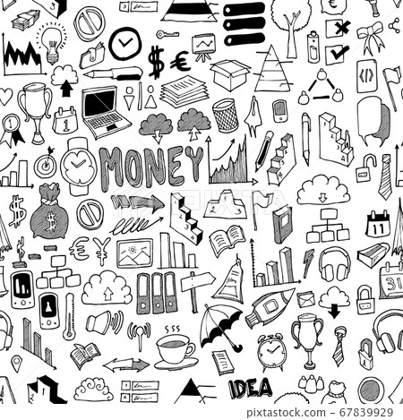 Business doodle background seamless pattern. Business doodle background seamless pattern. 67839929