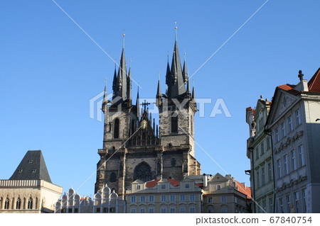 Church in the blue sky Prague Old Town Square World Heritage Czech Republic 67840754
